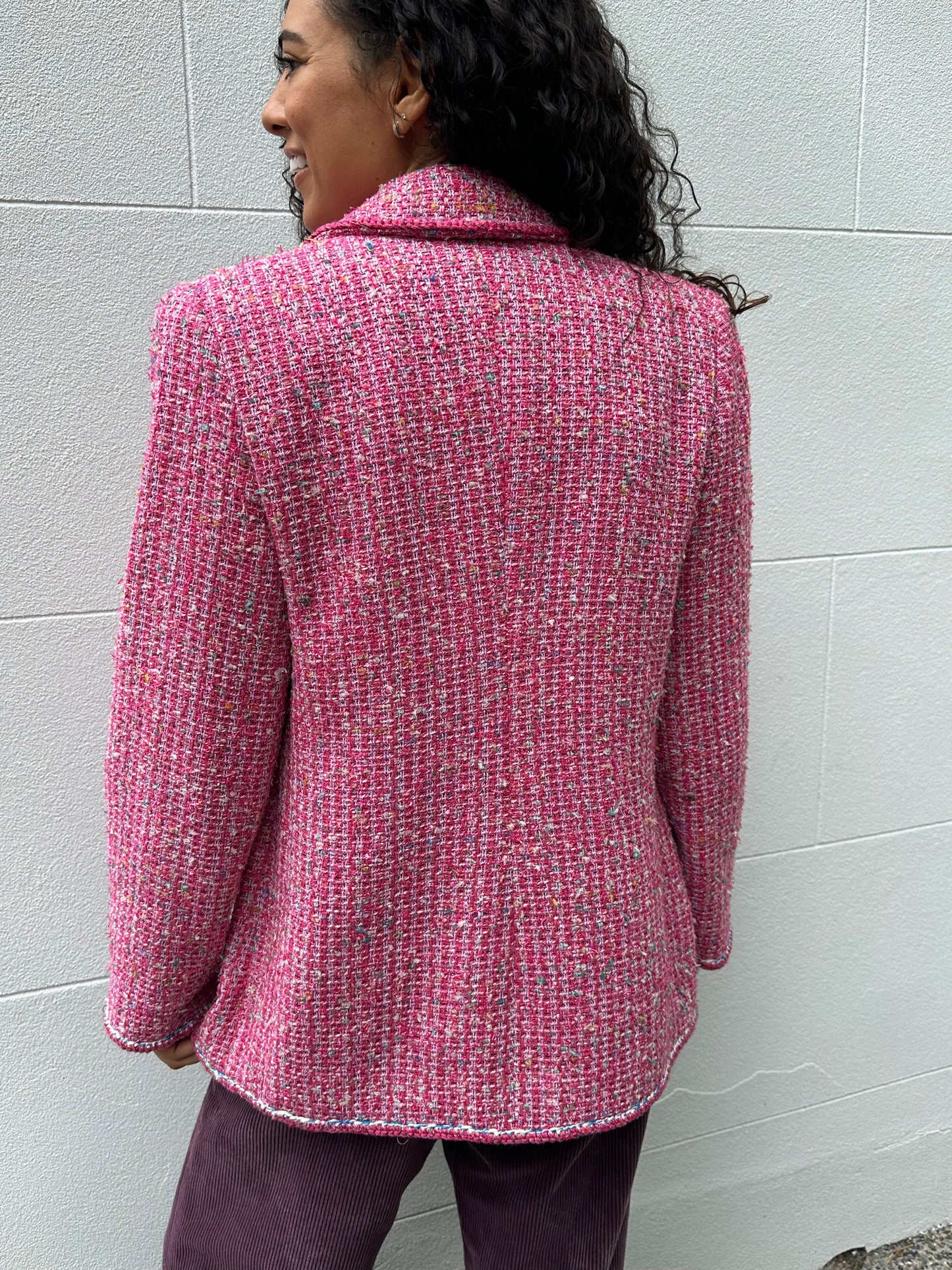 Chanel Hot Pink Tweed Jacket Size 40