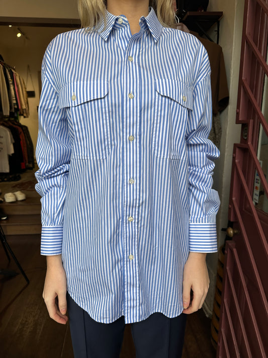 Wardrobe NYC Blue Stripe Shirt Size M