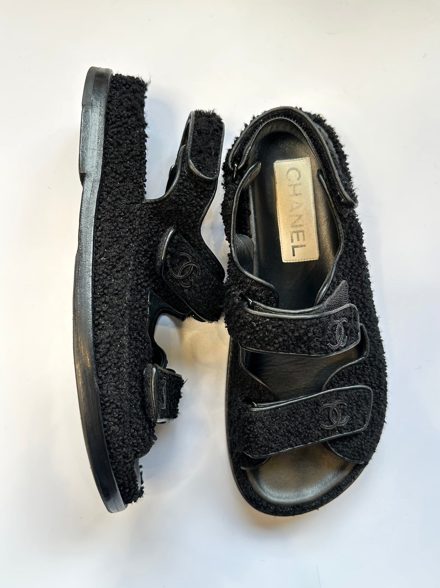 Chanel Black Dad Sandals size 37.5