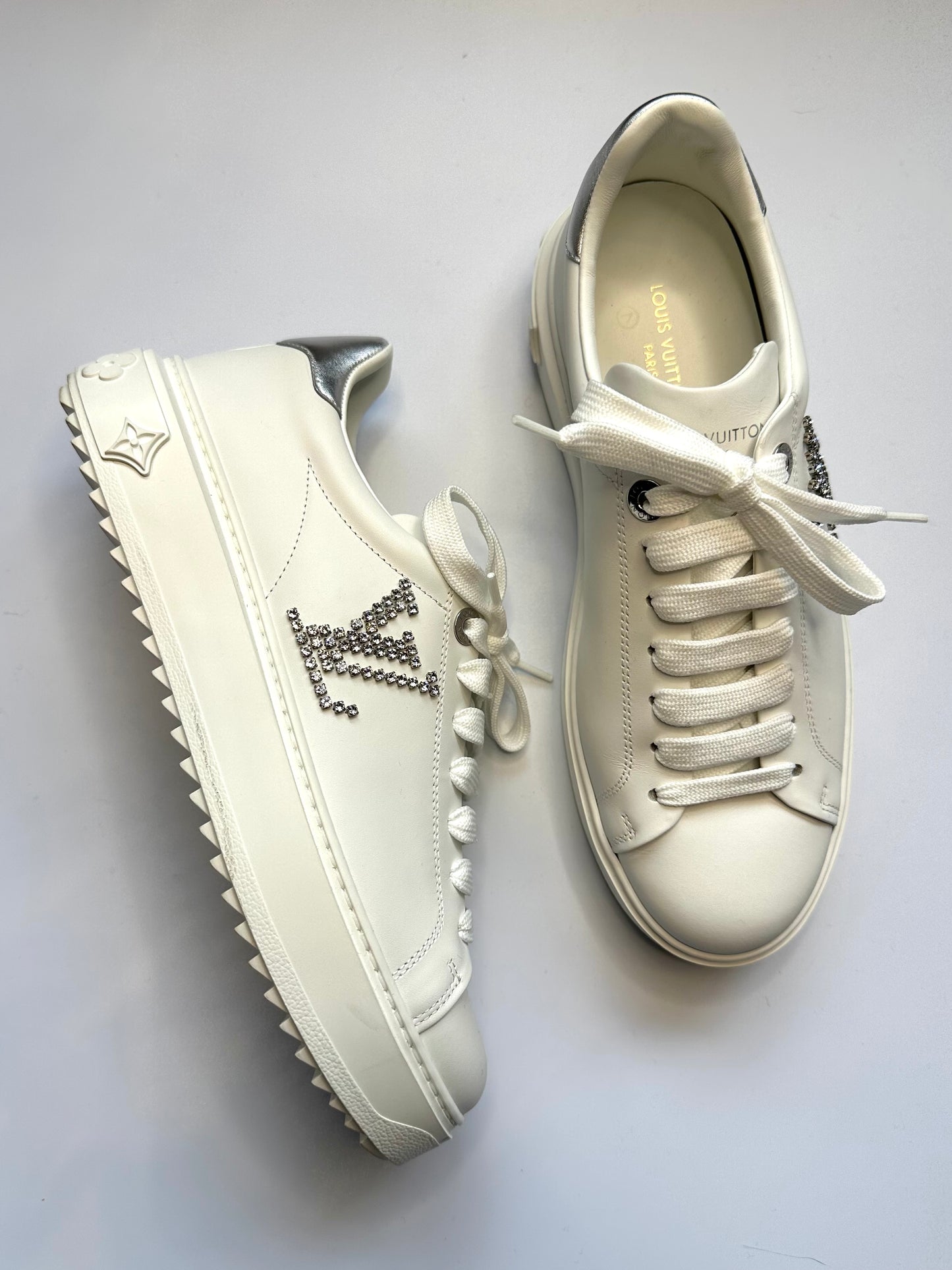 Louis Vuitton White Crystal Sneakers Size 38.5