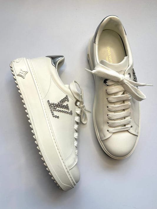 Louis Vuitton White Crystal Sneakers Size 38.5