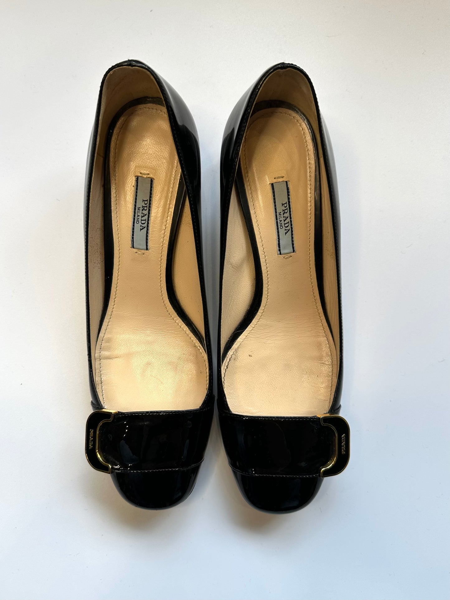 Prada Black Patent Court Heels Size 39