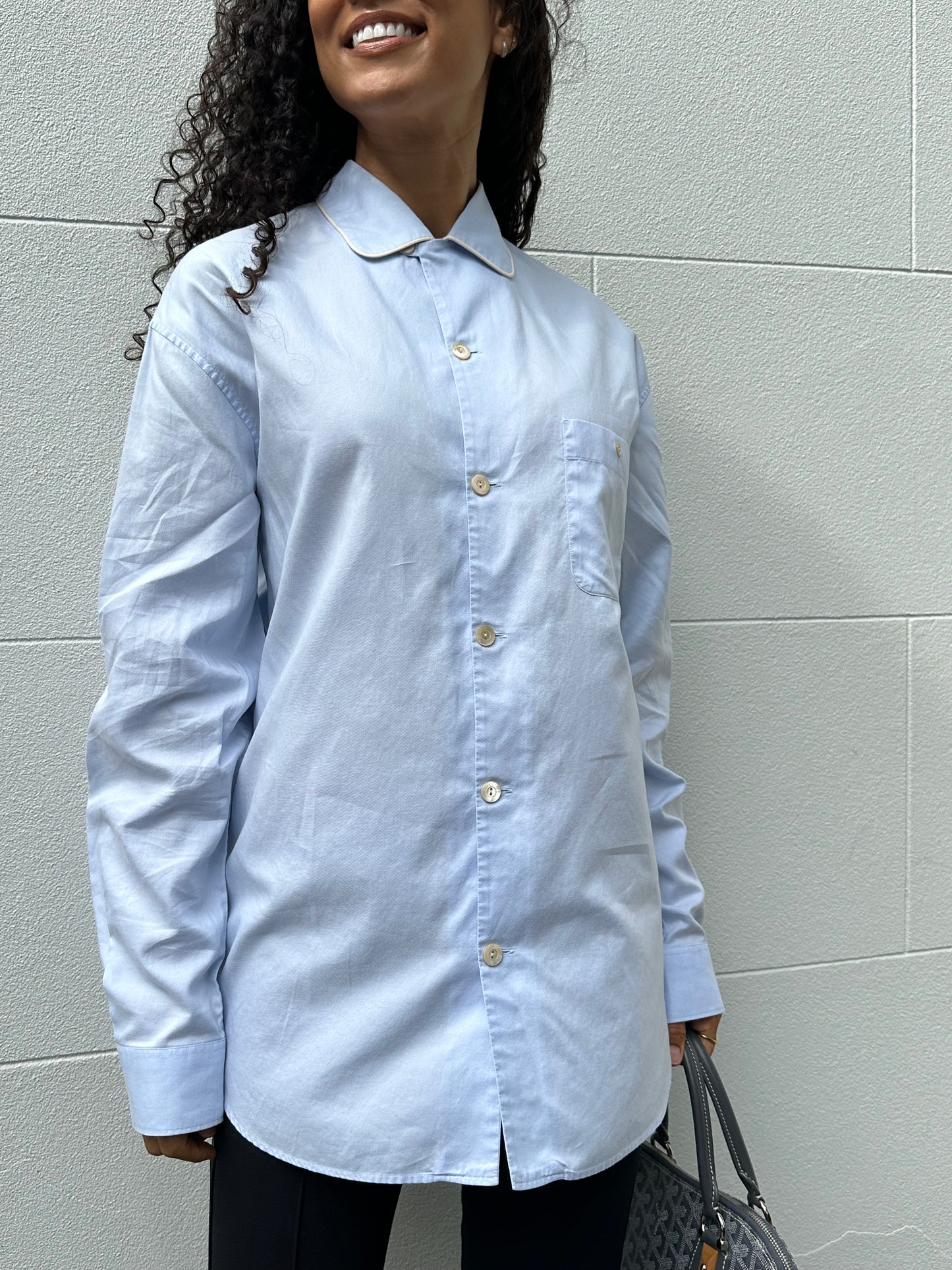 Gucci Pale Blue Pipe Shirt Size M