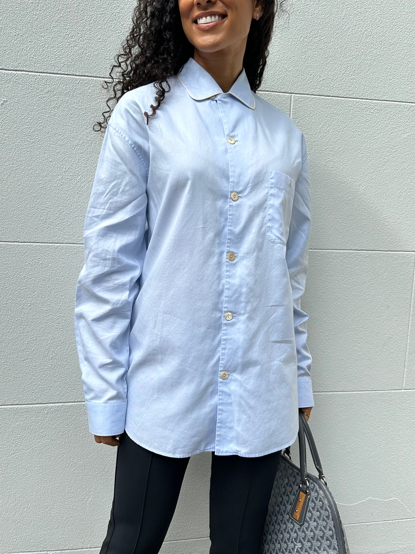 Gucci Pale Blue Pipe Shirt Size M