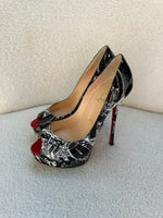 Christian Louboutin Black White Graphic Heels size 38