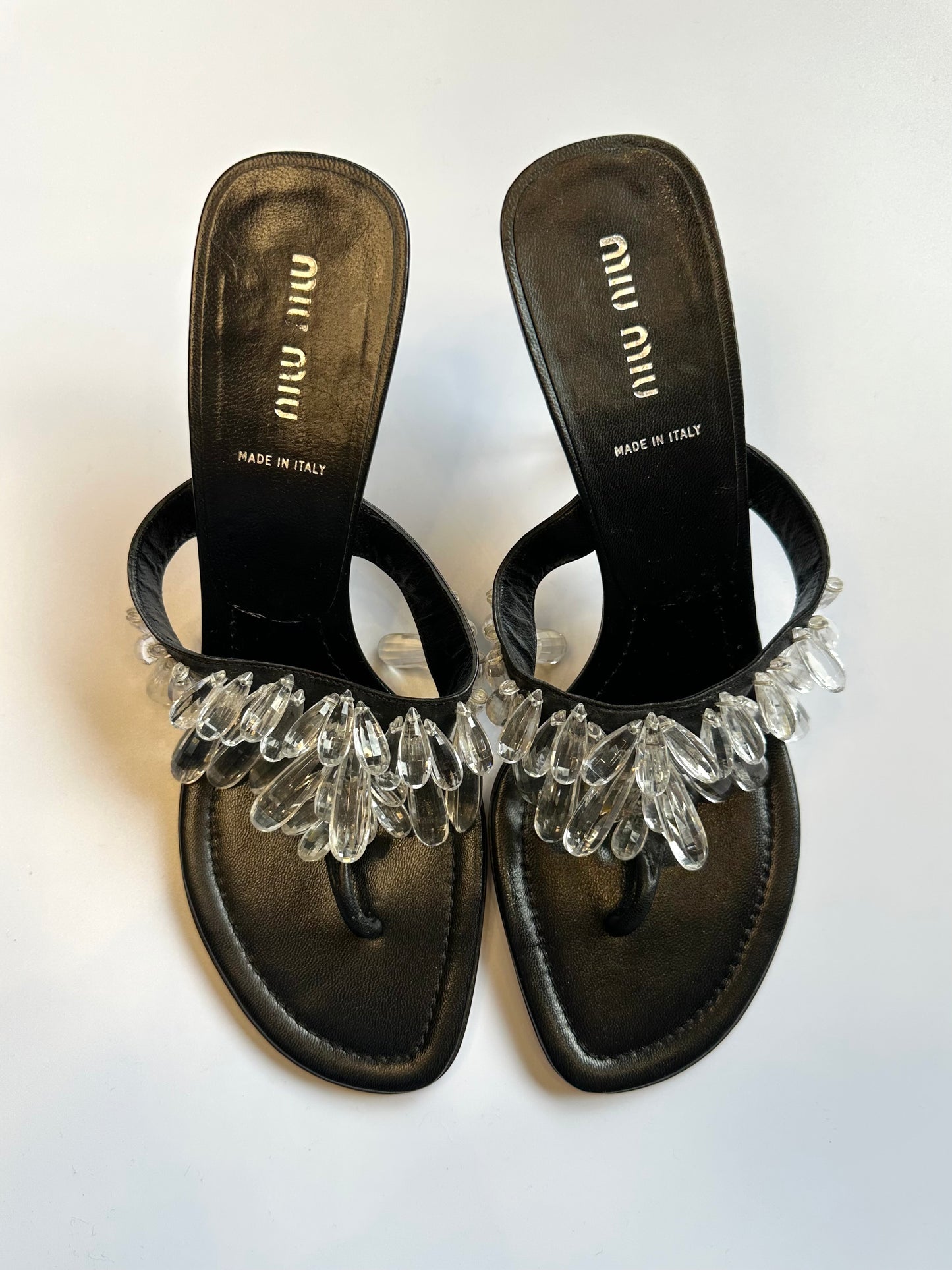 Miu Miu Black Bead Mules Size 39
