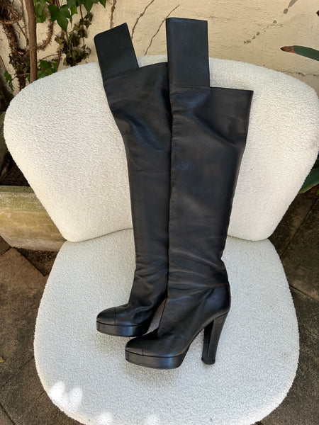 Chanel Black High Boots Size 39.5