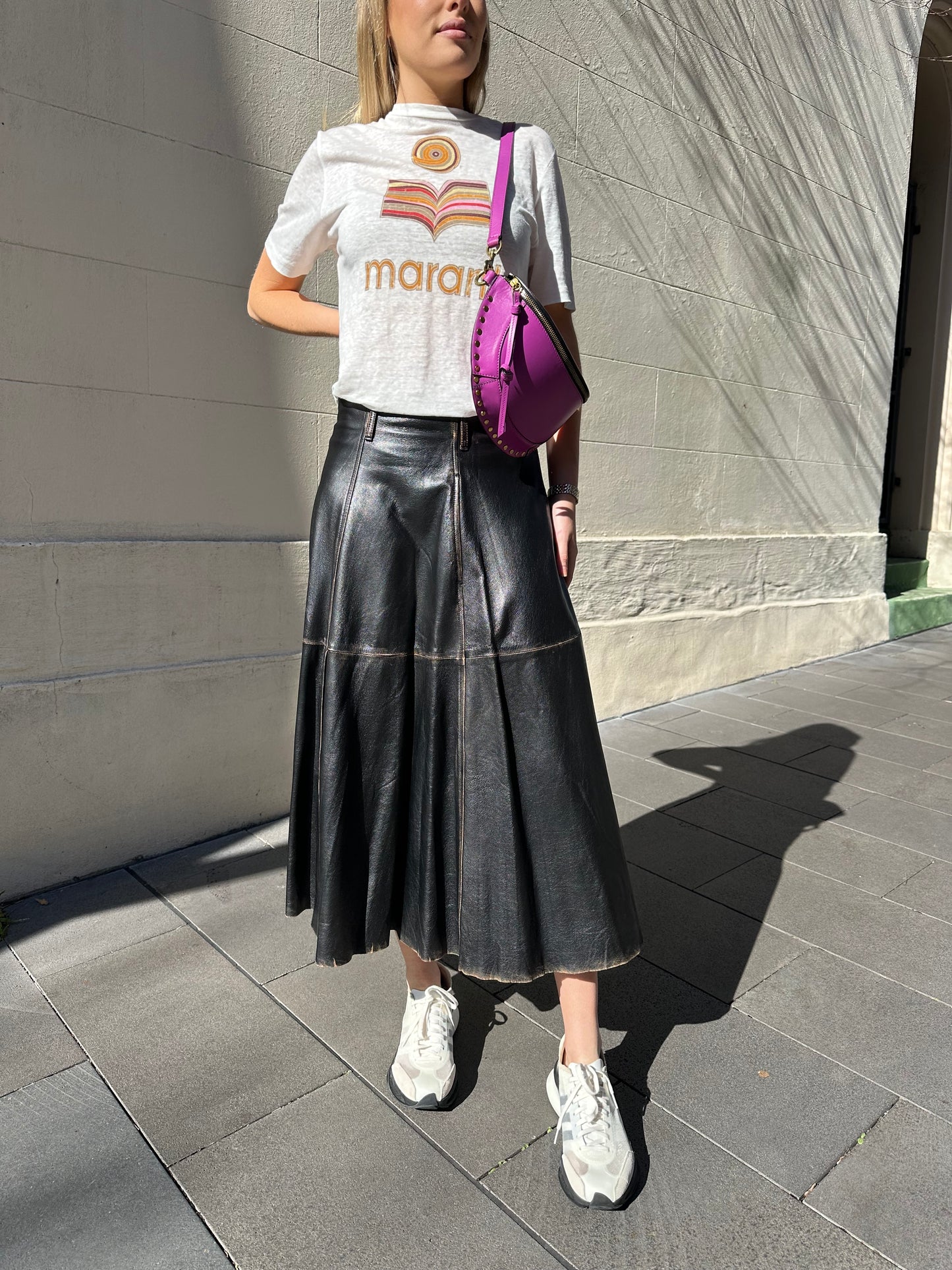 Golden Goose Distressed Leather Skirt Size M