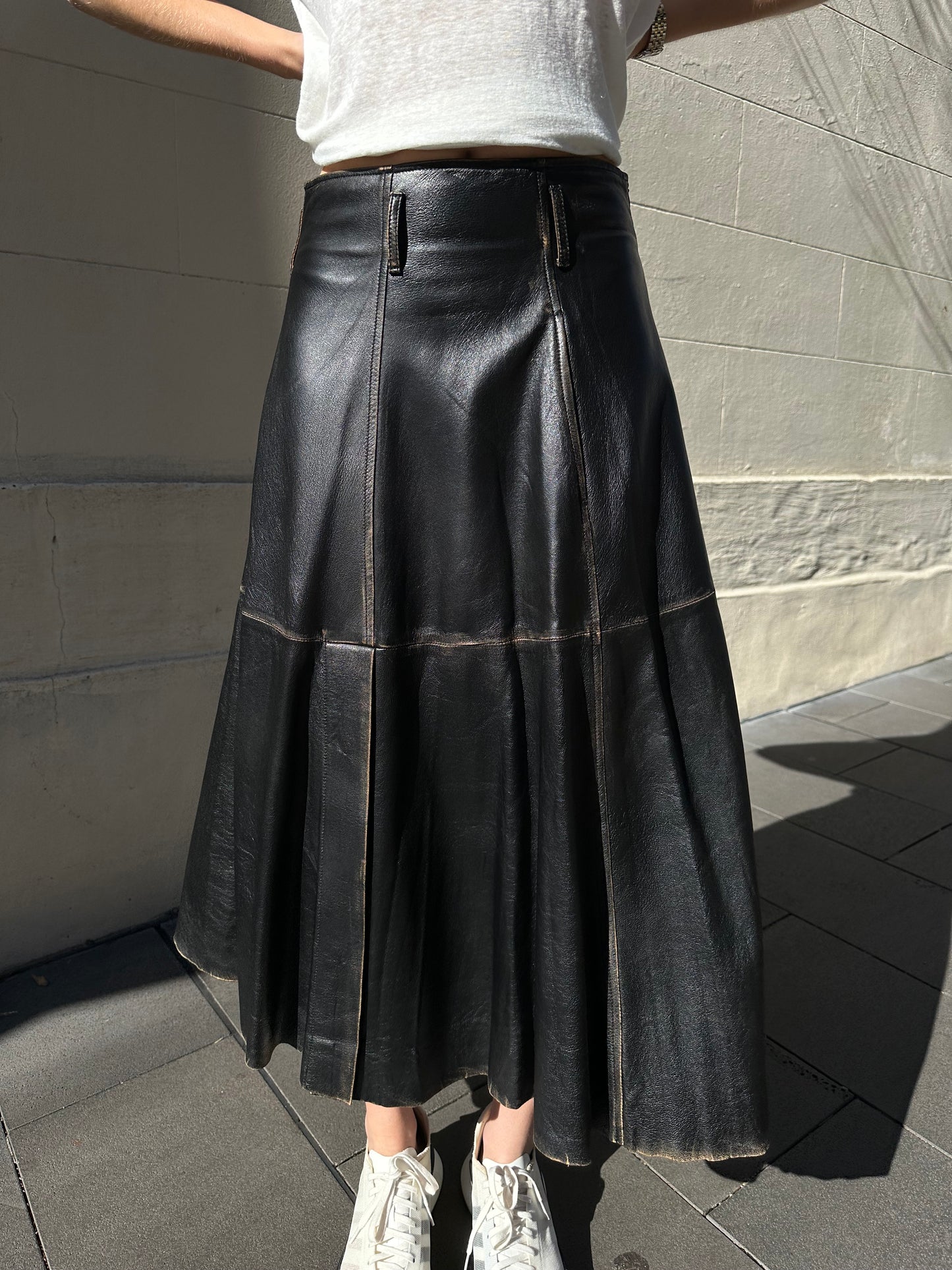 Golden Goose Distressed Leather Skirt Size M