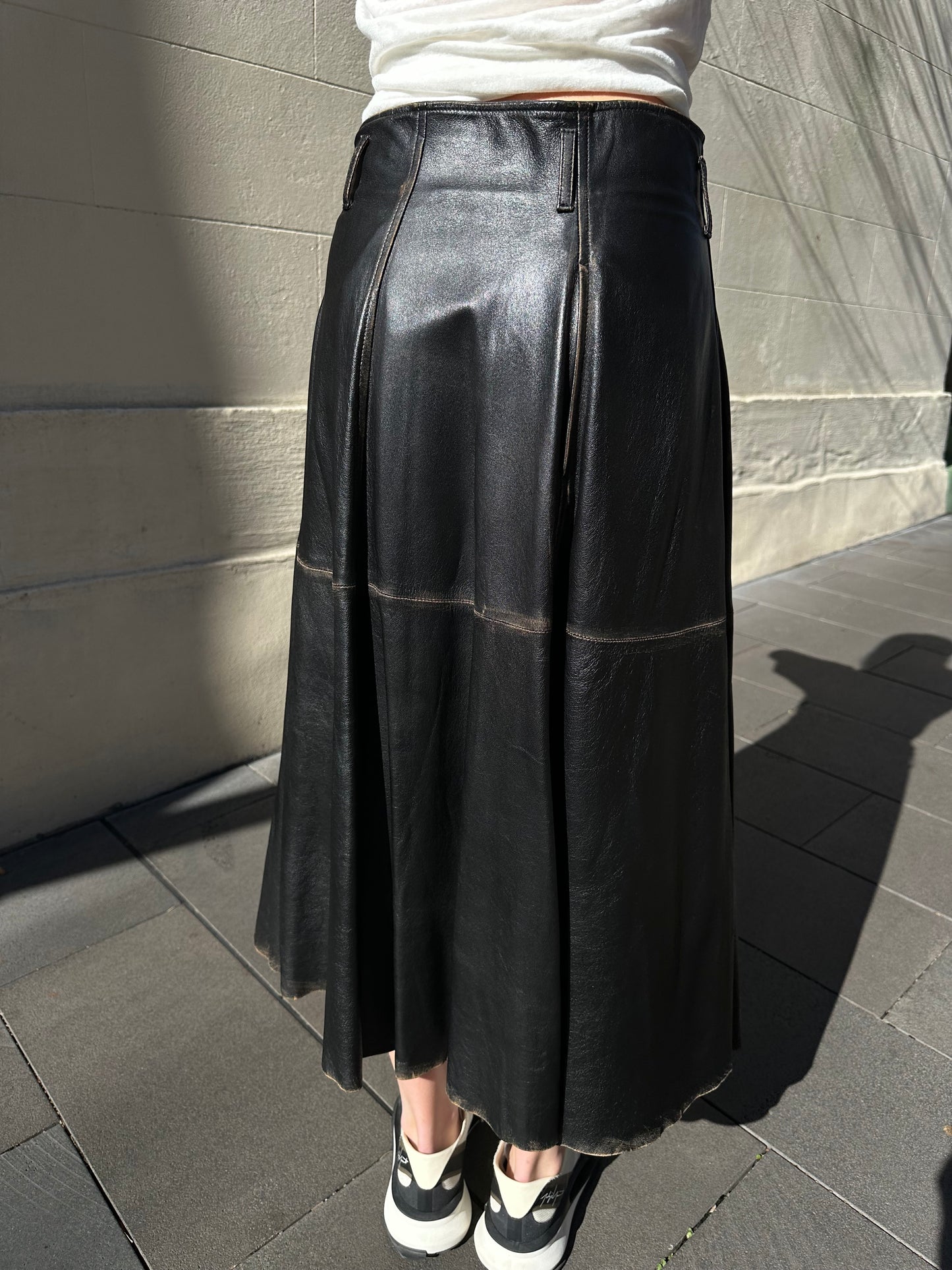Golden Goose Distressed Leather Skirt Size M