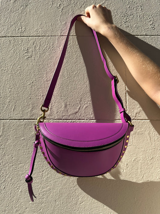 Isabel Marant Deep Purple Pink Stud Belt Bag