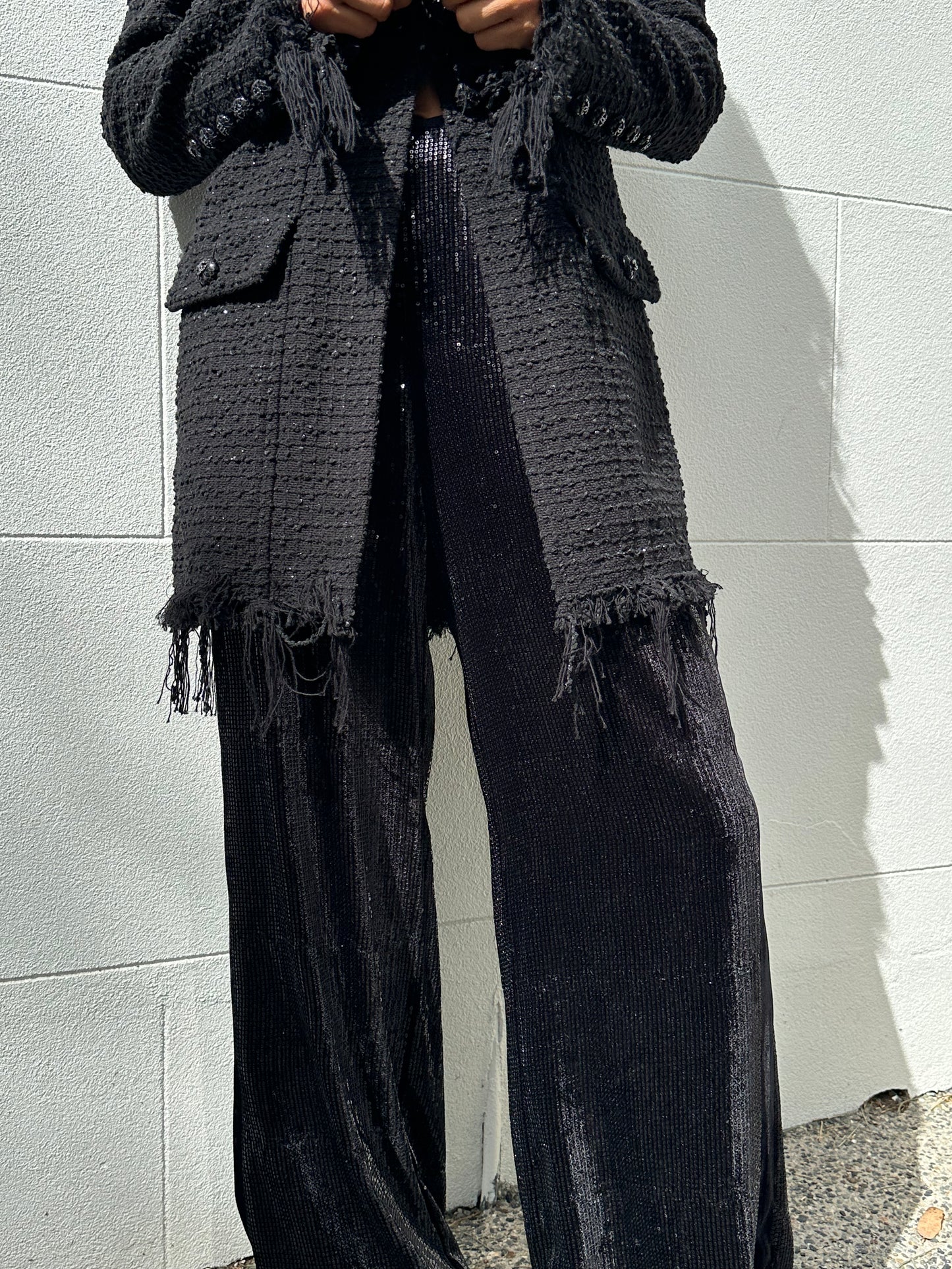 Me + Em Black Sequinned Pant Size 12