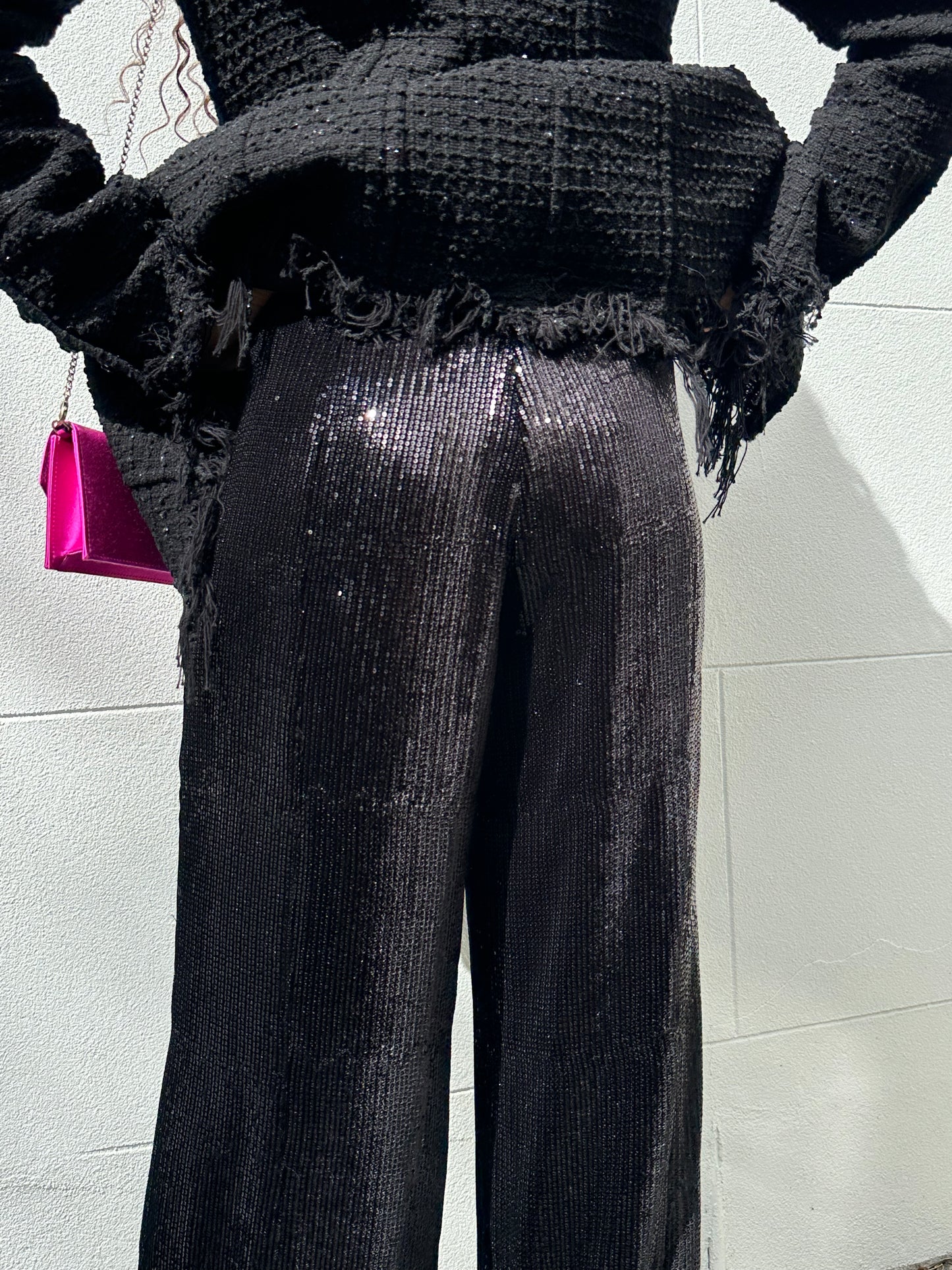 Me + Em Black Sequinned Pant Size 12