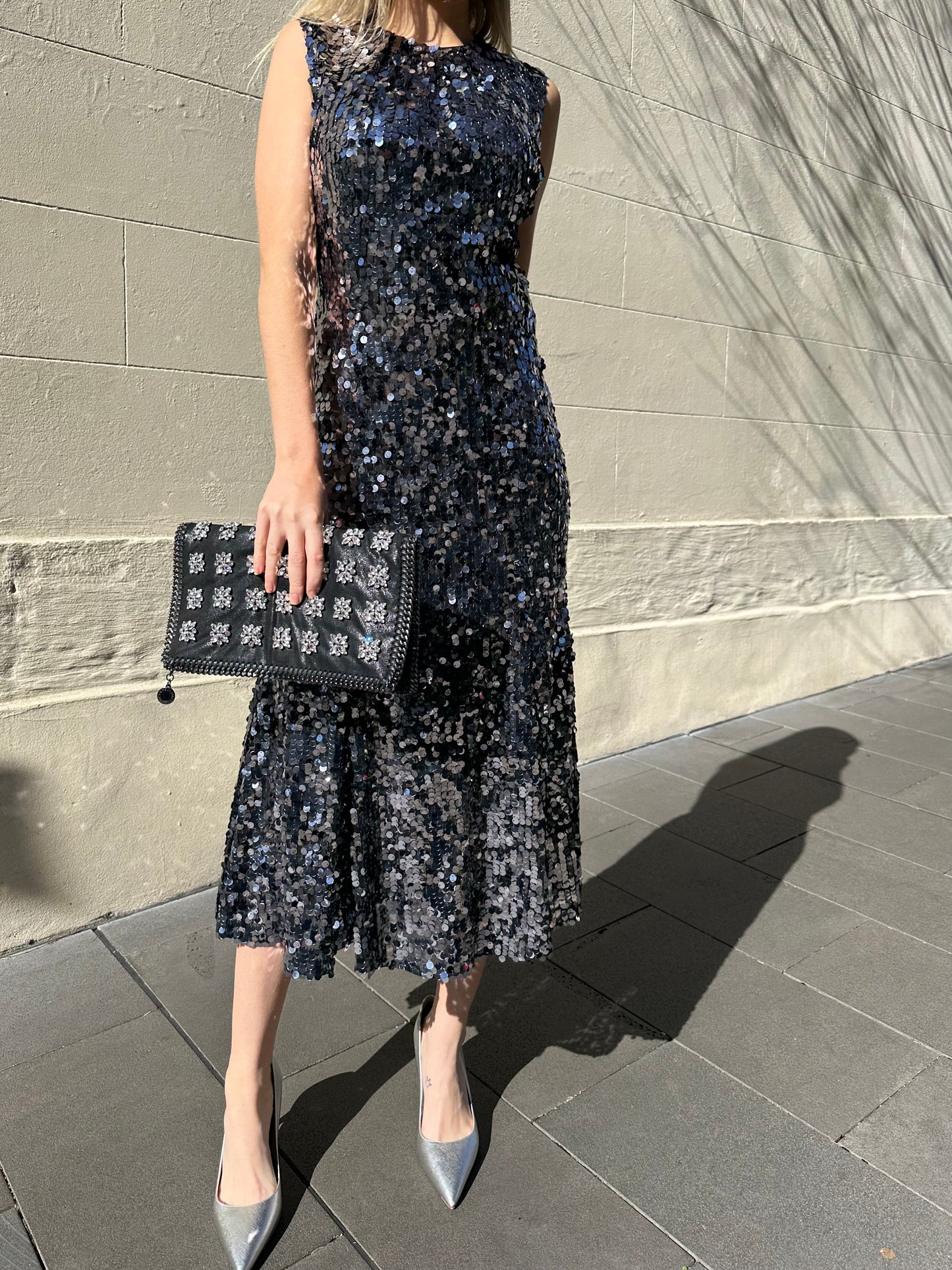 Dolce & Gabbanna Titanium Sequinned Dress Size 42