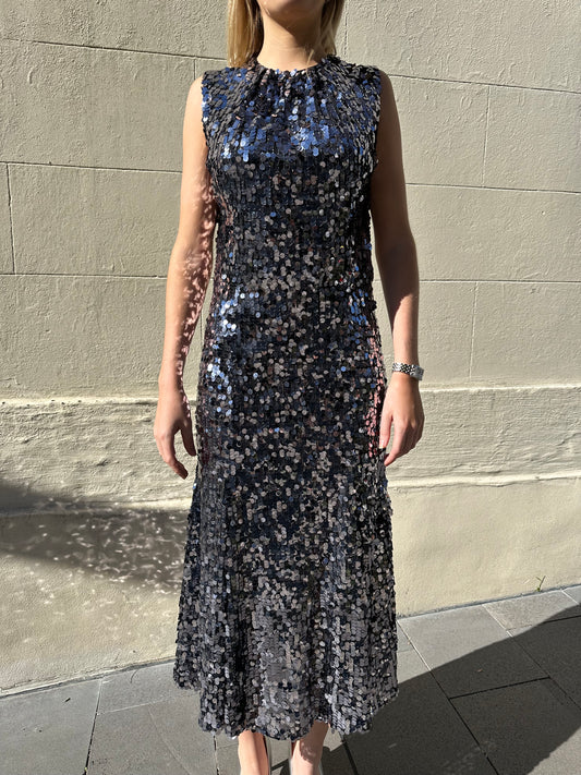 Dolce & Gabbanna Titanium Sequinned Dress Size 42