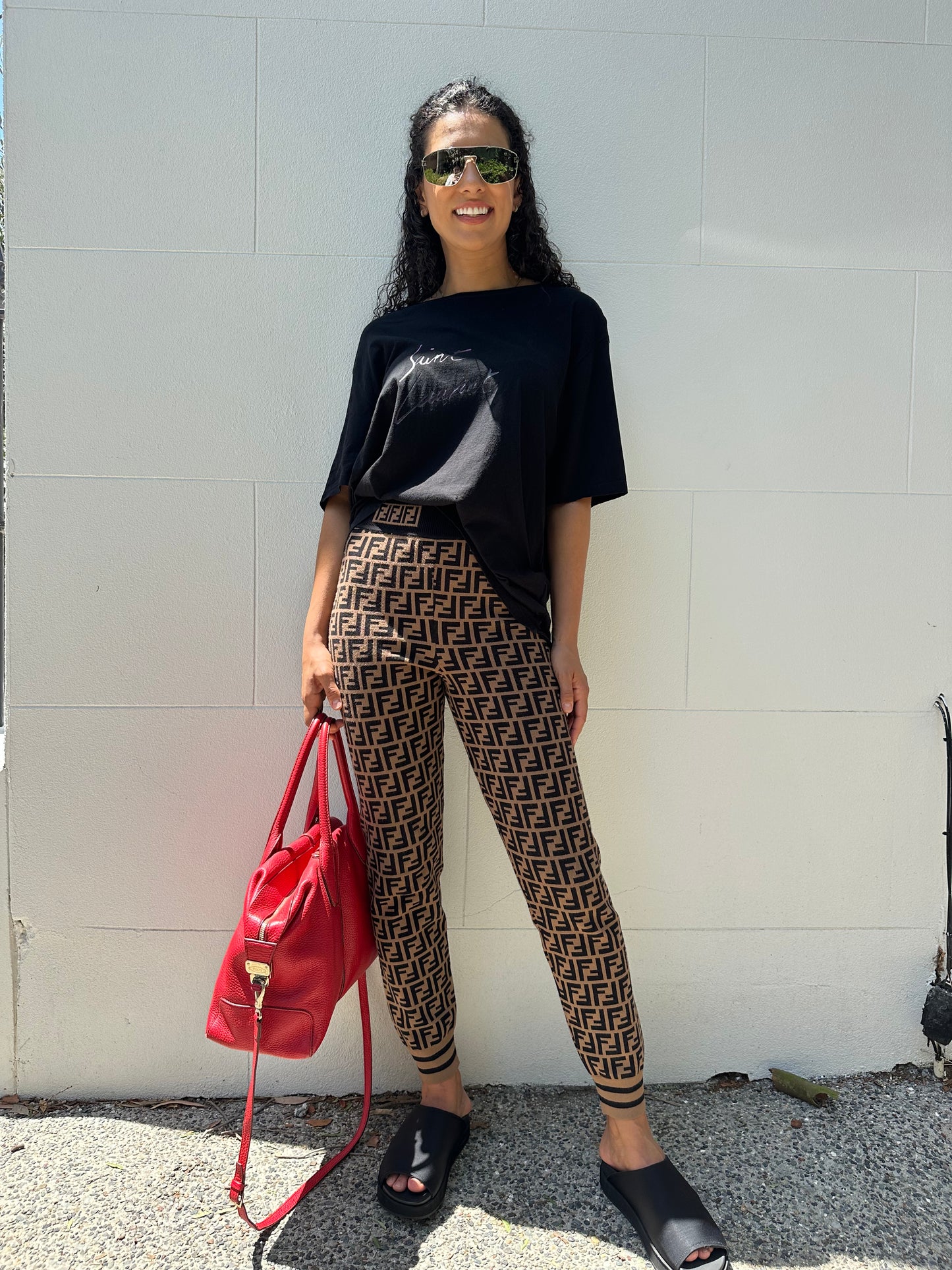 Saint Laurent Black Logo T Shirt Size L