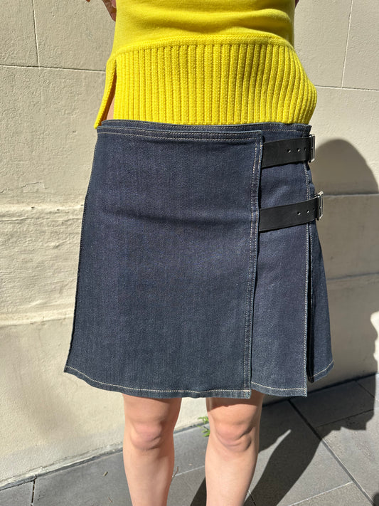 Burberry Pleat Denim Skirt Size 8