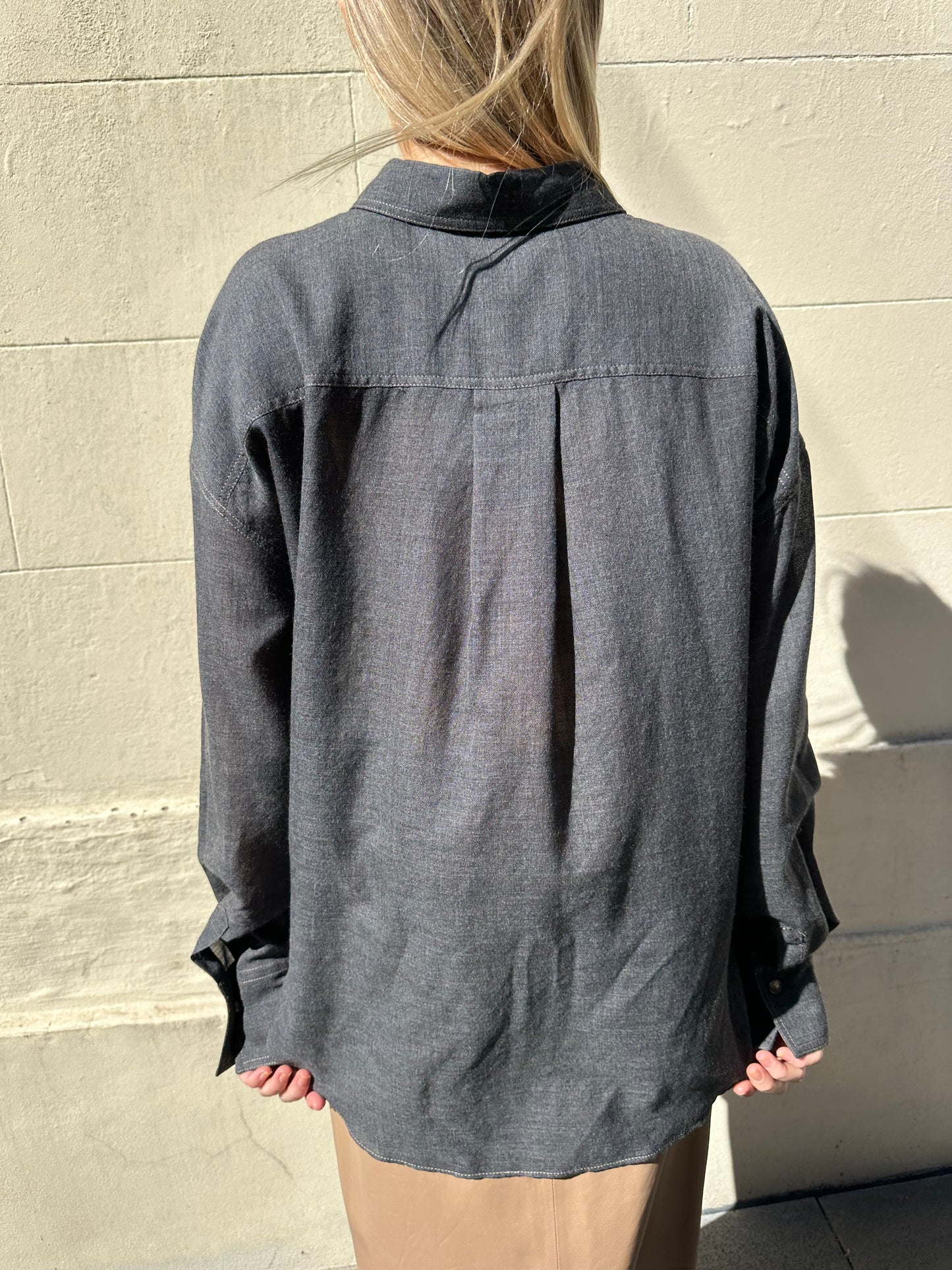 Brunello Cucinelli Charcoal Denim Shirt Size M