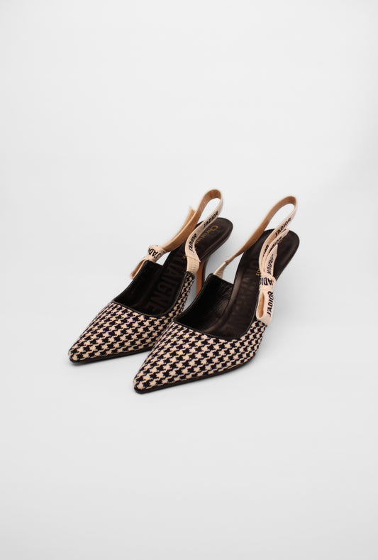 Dior J'Adior Black Check Slingbacks Size 40