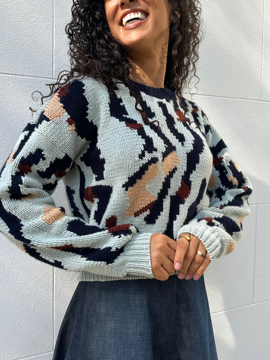 Chloe Pale Blue Multi Knit Size S