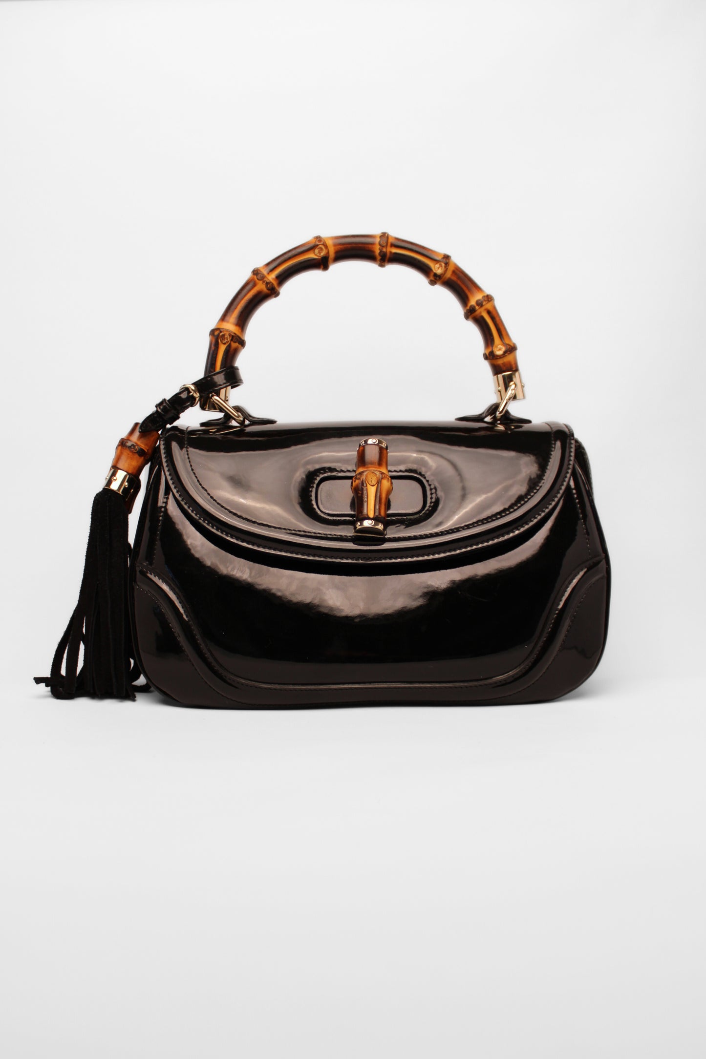 Gucci Bamboo Patent Black Bag