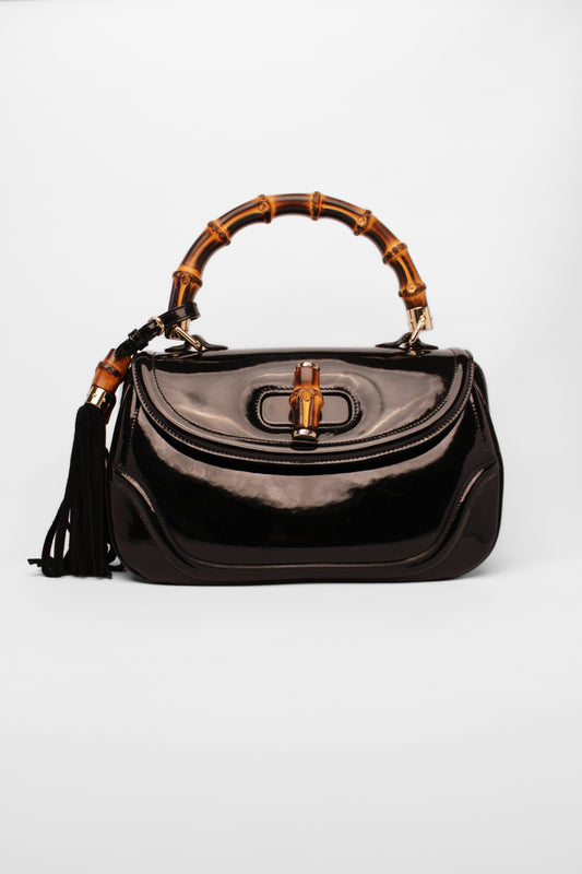 Gucci Bamboo Patent Black Bag