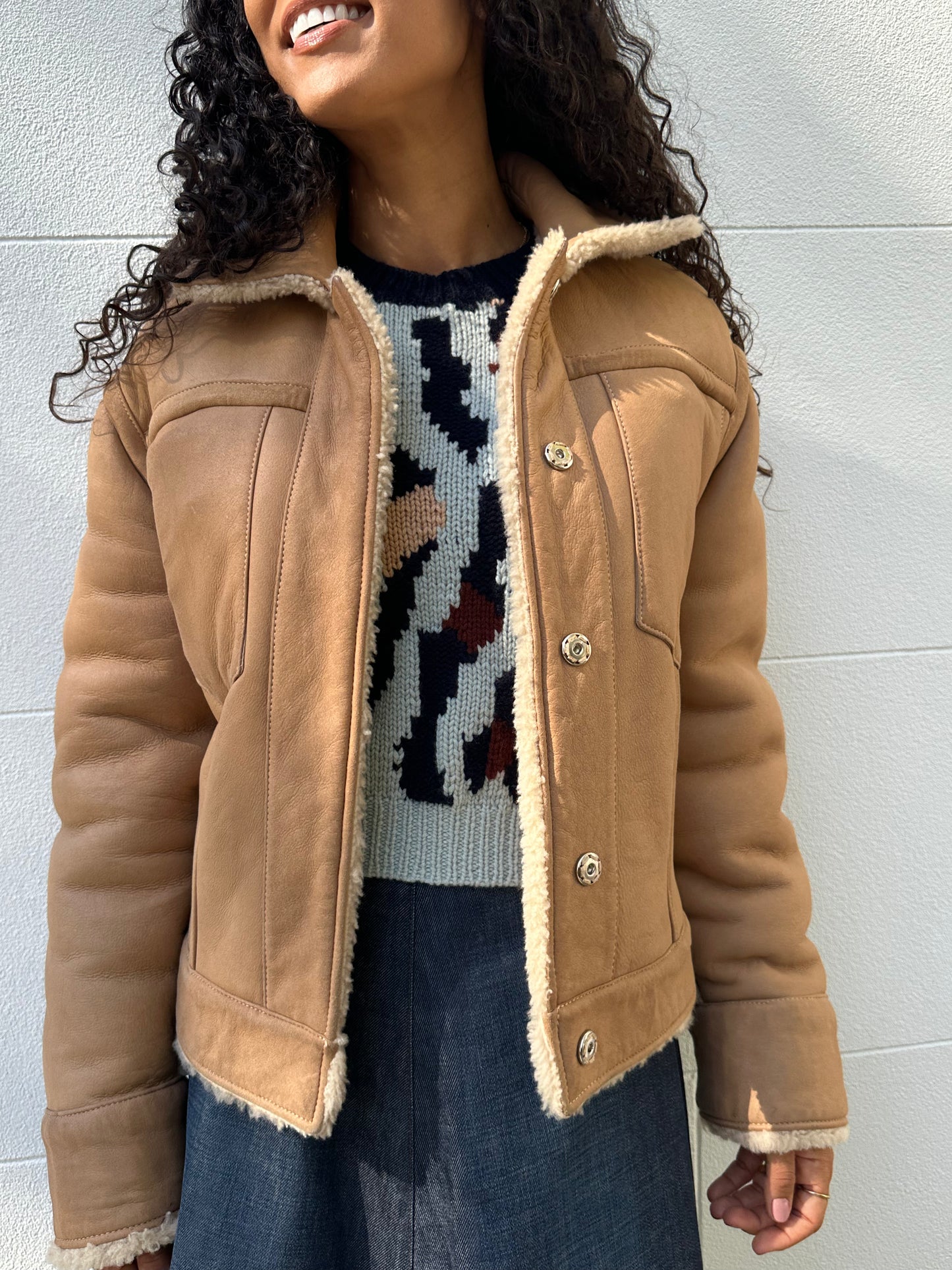 Kenzo Taupe Shearling Jacket Size S