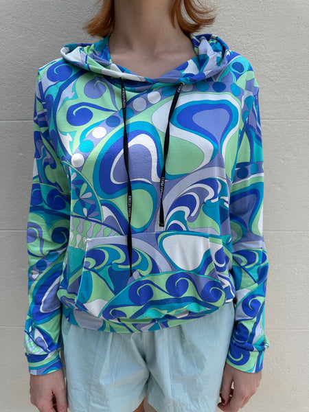 Emilio Pucci Blue Print Hoodie Size 44