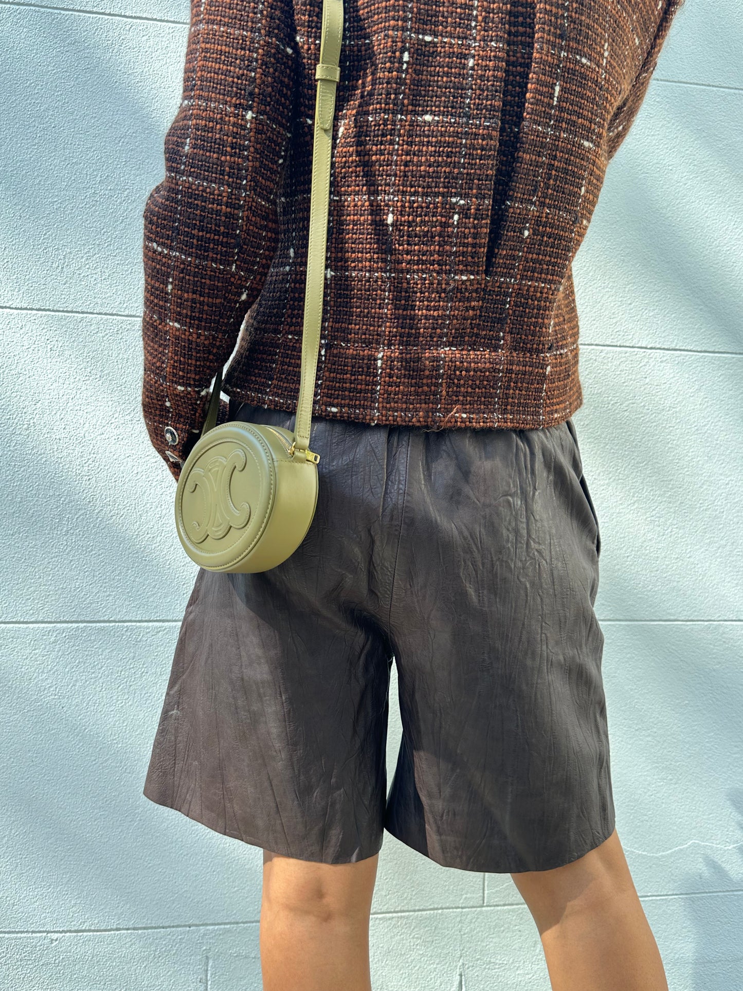 See By Chloe Brown Leather Shorts Size 40