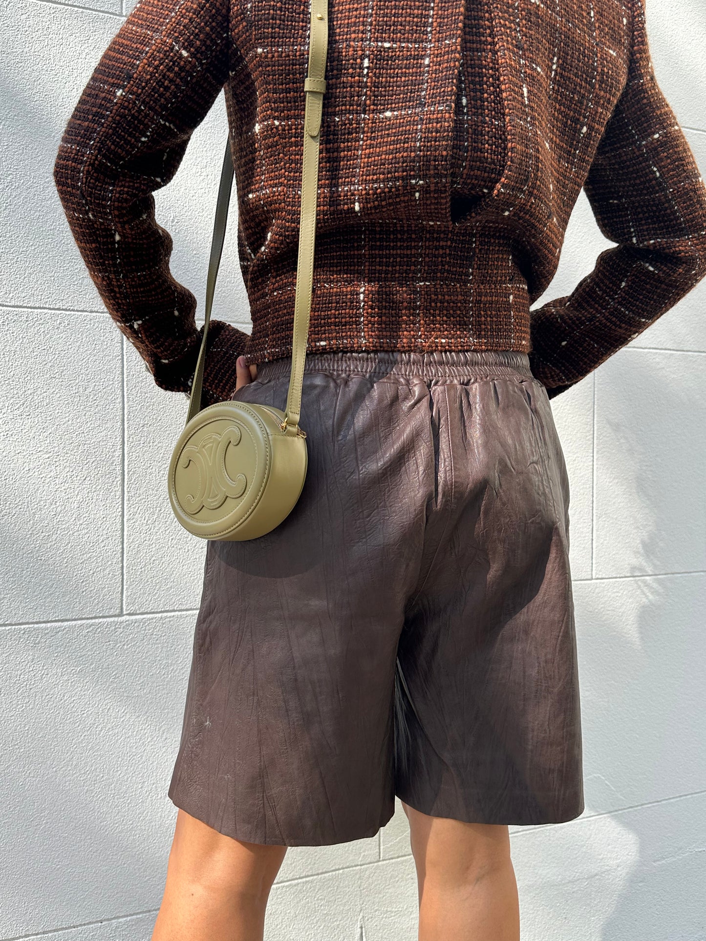 See By Chloe Brown Leather Shorts Size 40