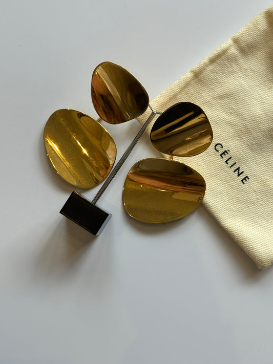 Céline gold double disc earrings