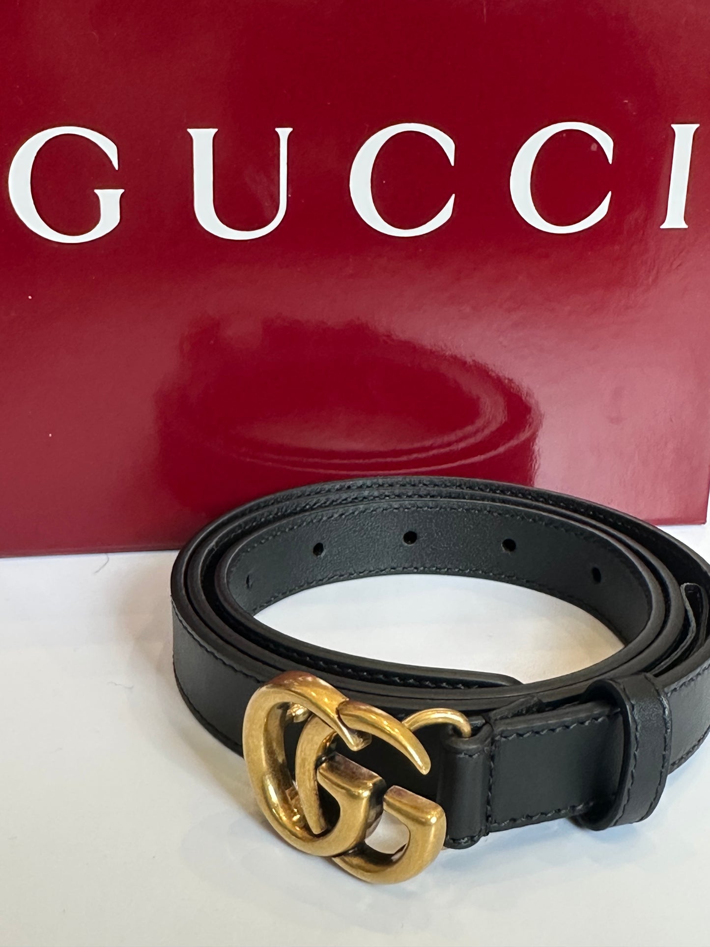 Gucci black thin belt