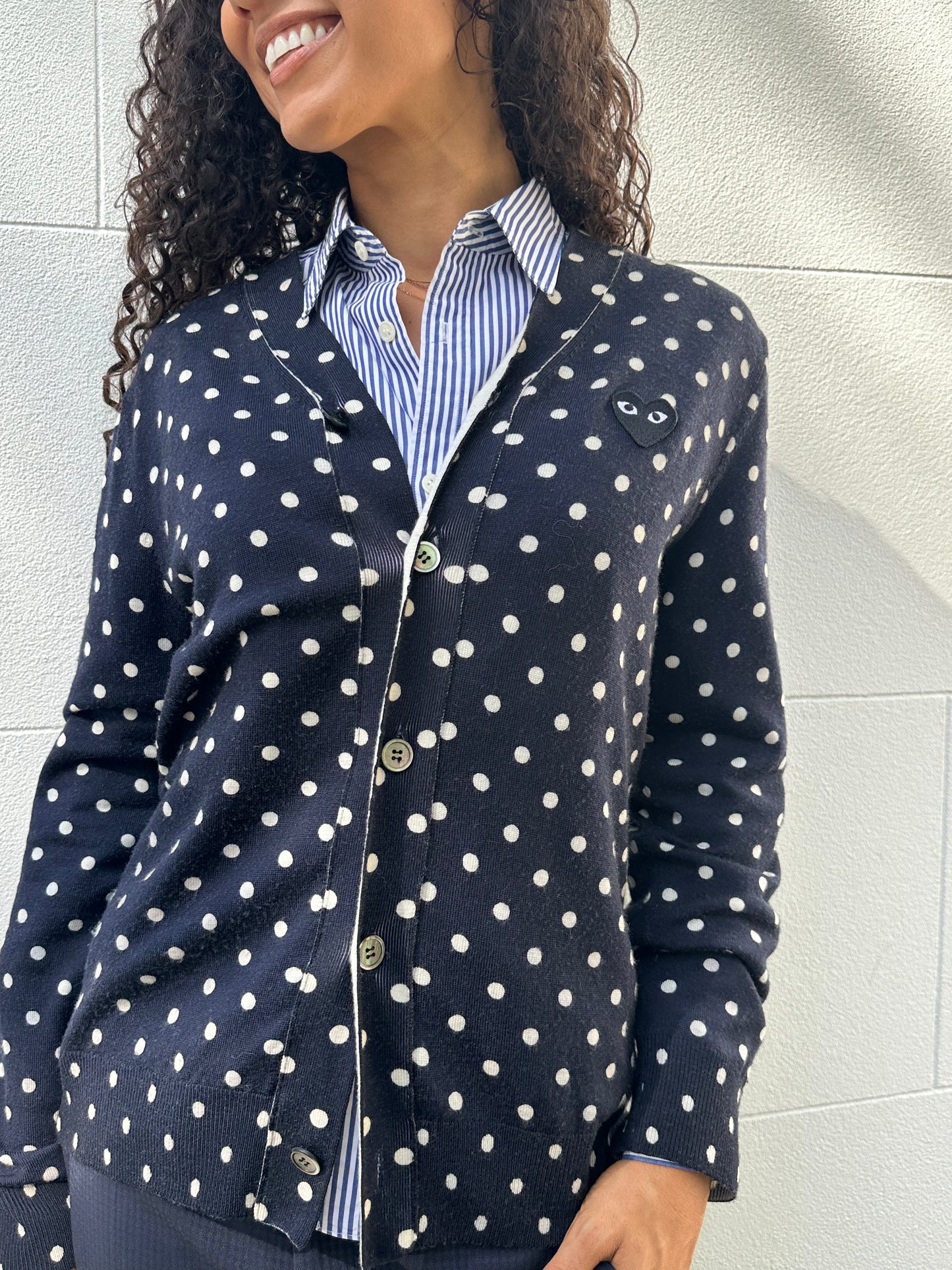 Comme Des Garcon Play Navy Spot Cardy Size S