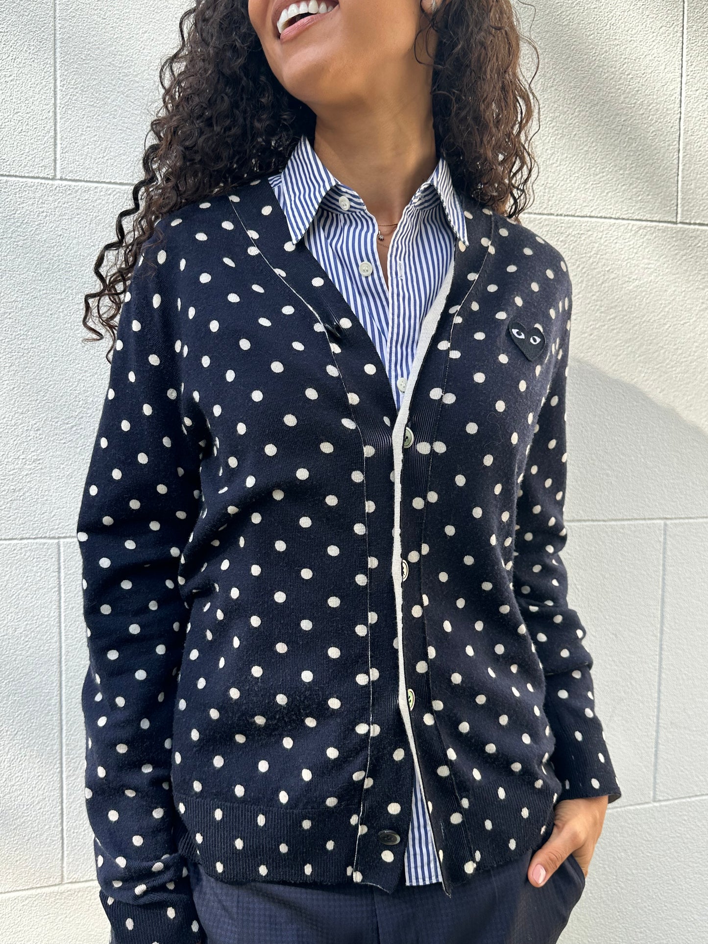 Comme Des Garcon Play Navy Spot Cardy Size S