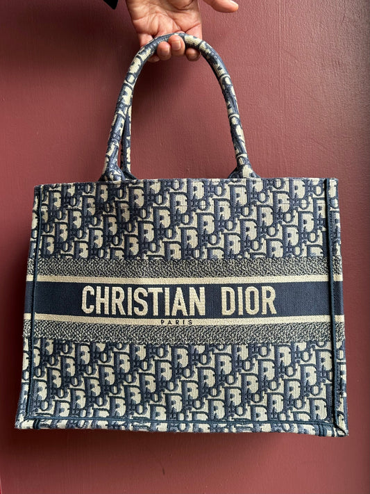 Christian Dior Blue Book Medium Tote Bag