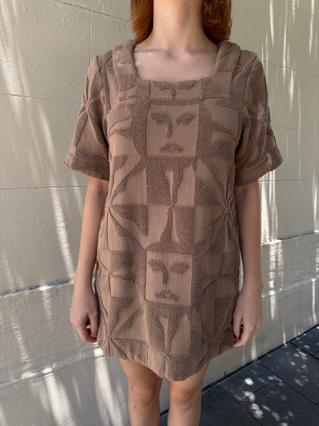 Lucy Folk Brown Towelling Dress Size S