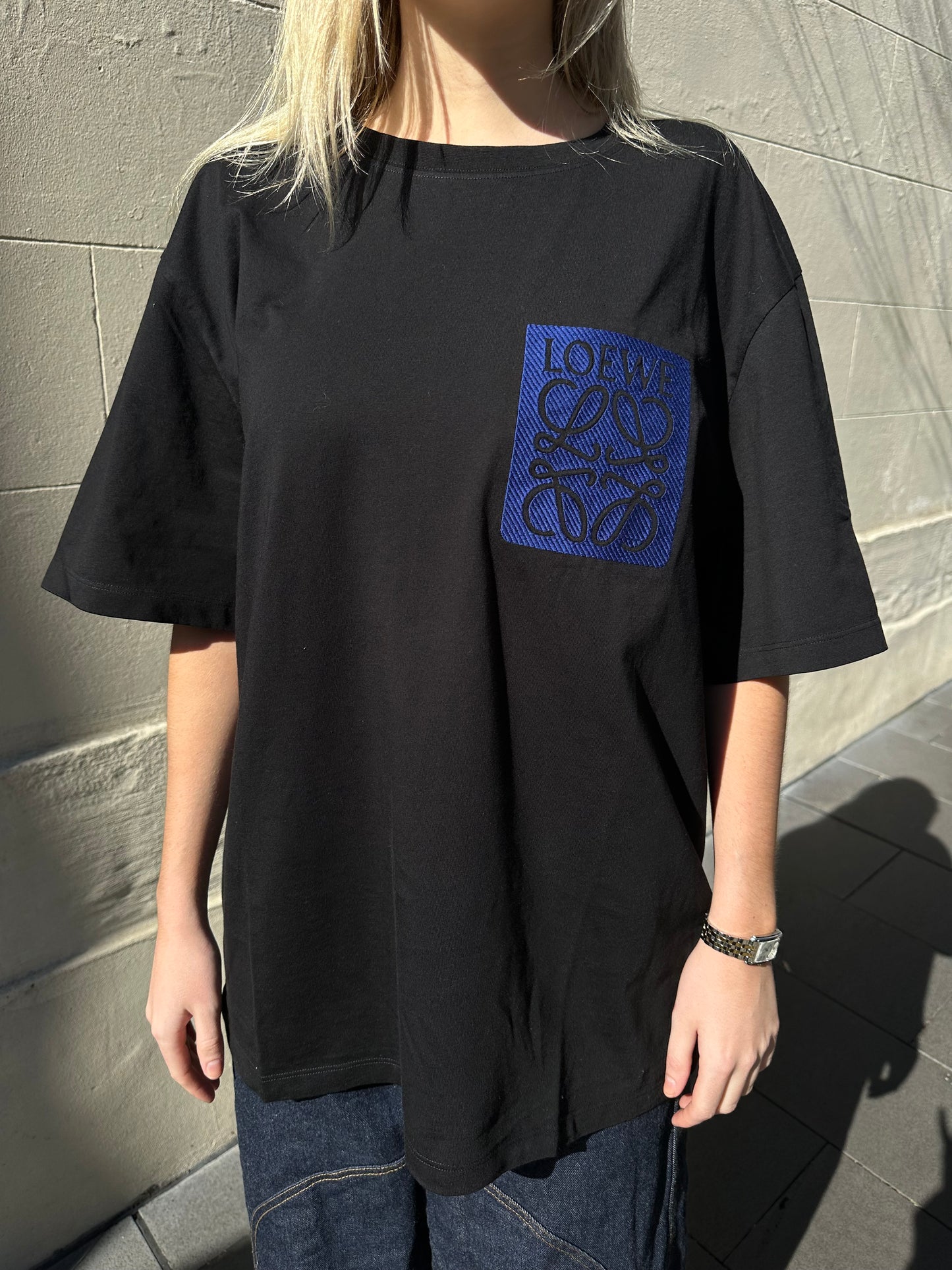 Loewe Blue Logo Black T-Shirt Size XL