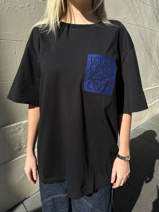 Loewe Blue Logo Black T-Shirt Size XL