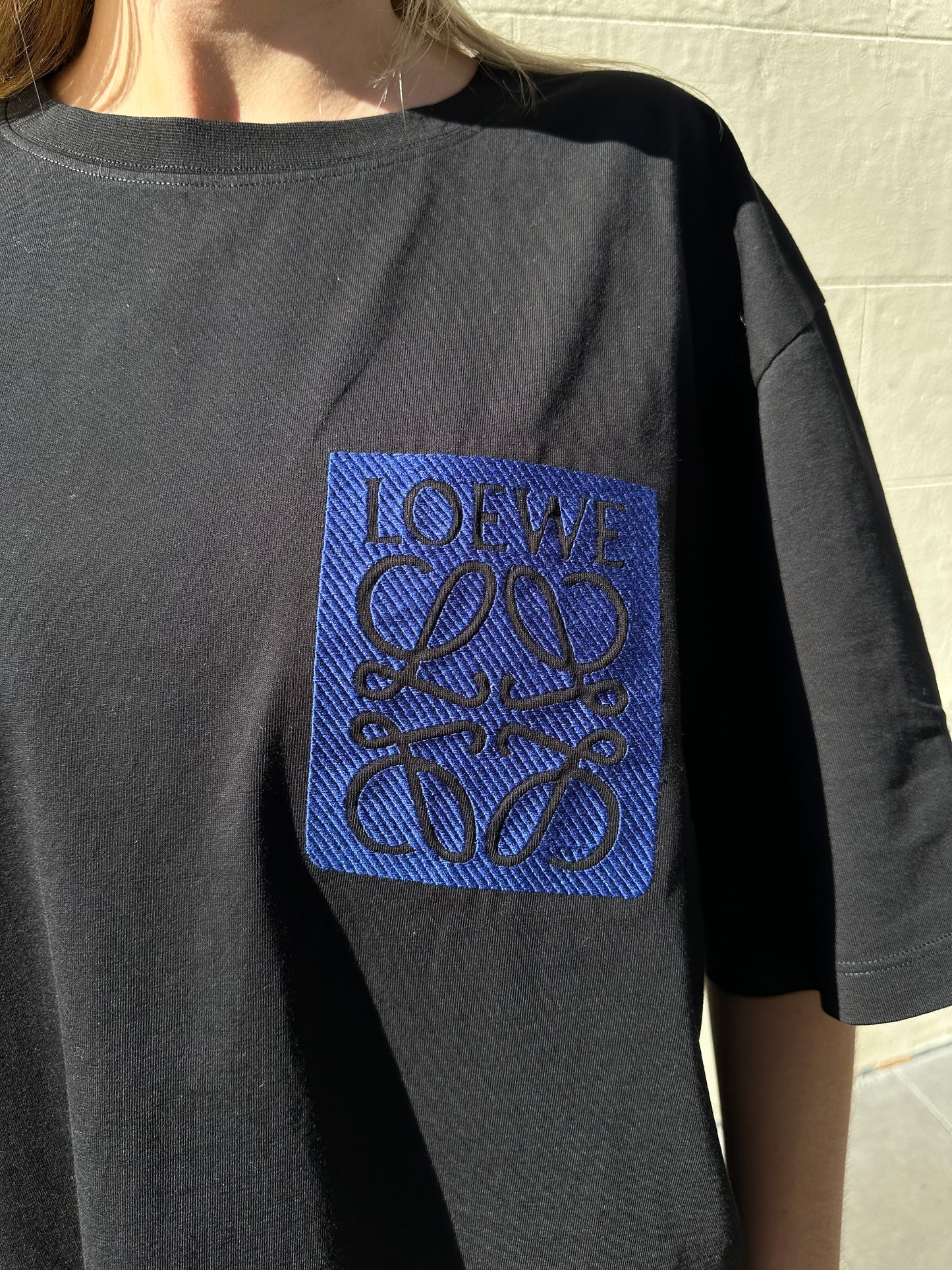 Loewe Blue Logo Black T-Shirt Size XL