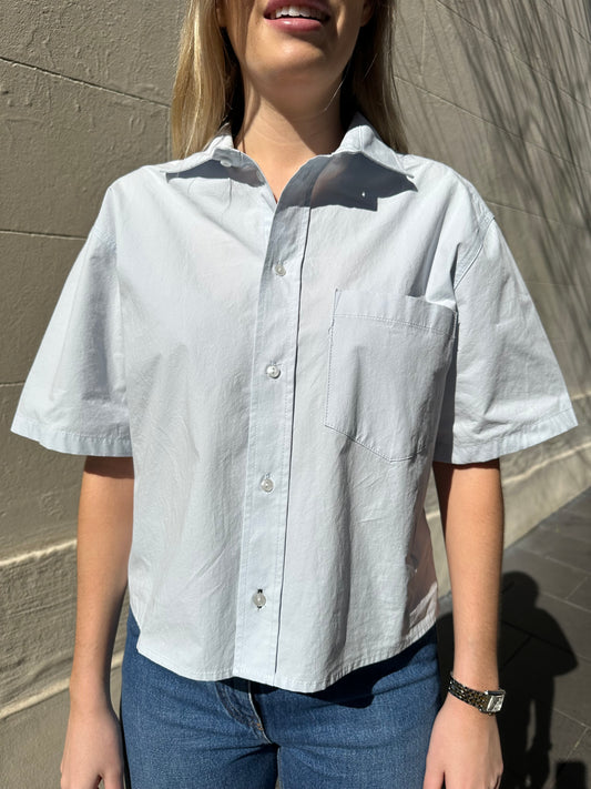 Bassike Pale Blue Crop Shirt Size 0