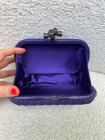 Bottega Veneta Knot Clutch in Purple Satin