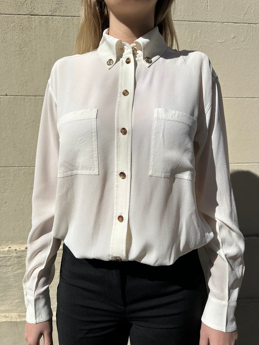 Burberry Ivory Silk Shirt Size 4