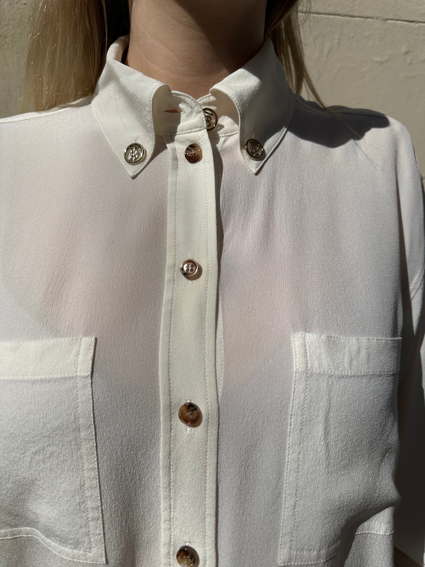 Burberry Ivory Silk Shirt Size 4