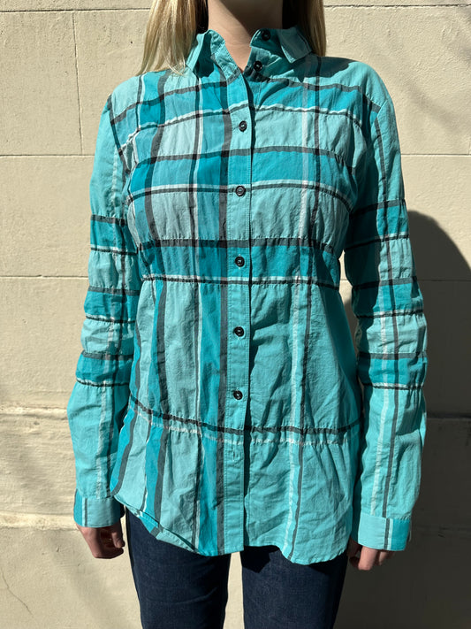 Burberry Blue Check Shirt Size M