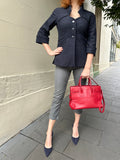 Chanel Navy Silver Shimmer Jacket Size 36