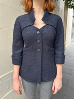 Chanel Navy Silver Shimmer Jacket Size 36