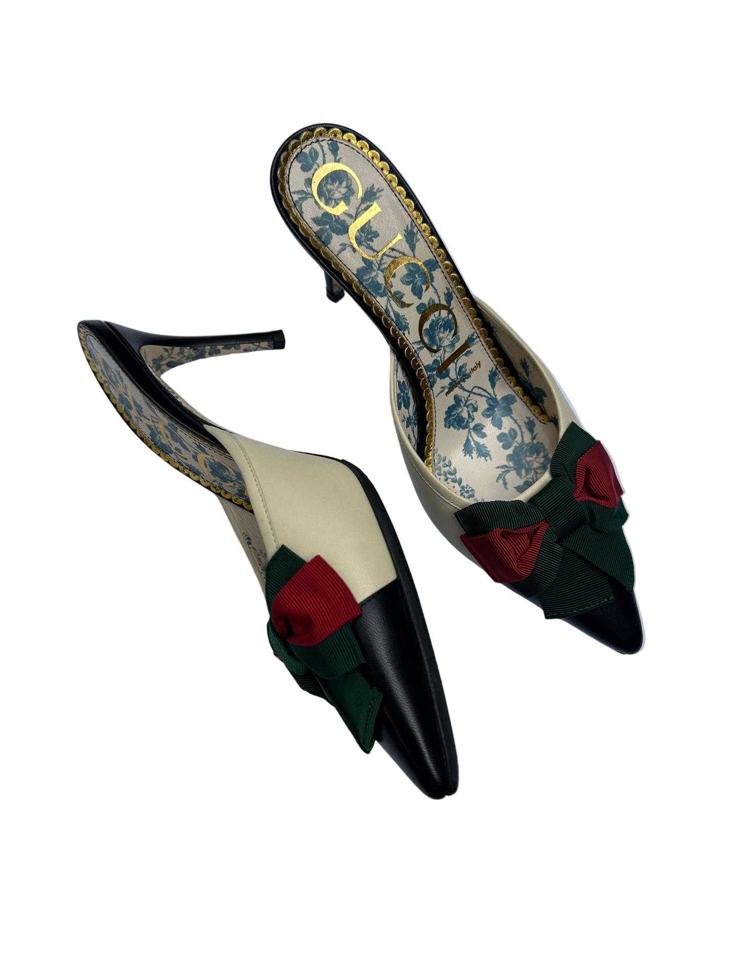 Gucci Kitten Black/White Mules Size 37.5