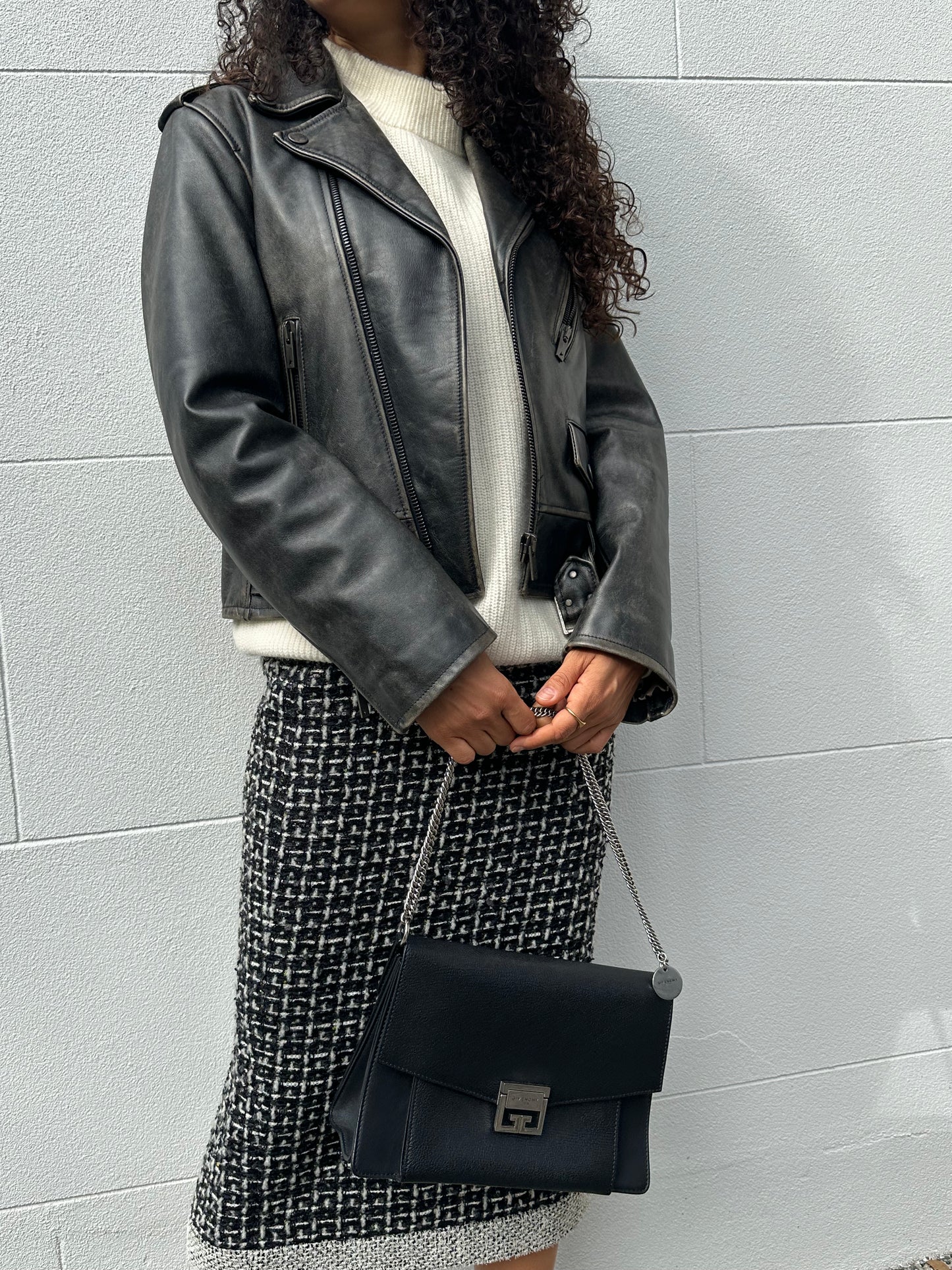 Golden Goose Black Leather Biker Jacket Size L