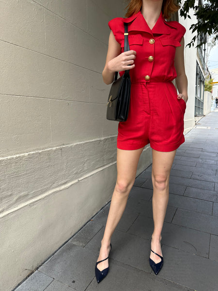 Balmain Red Romper Suit Size 36