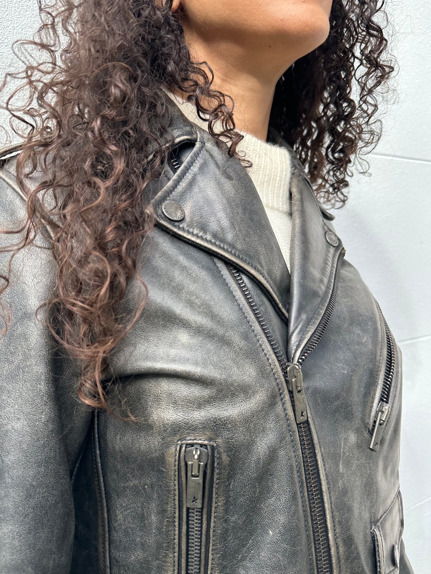Golden Goose Black Leather Biker Jacket Size L